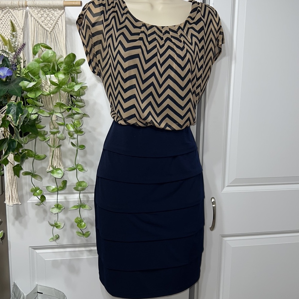 MIDI EnFocus Studio Dress Navy & Cream